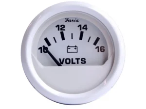 Faria Dress White 2" Voltmeter (10-16 VDC)