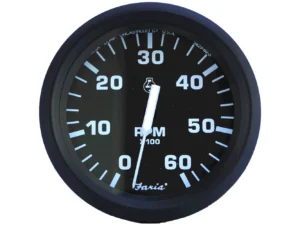 Faria Euro Black 4" Tachometer - 6,000 RPM (Gas - Inboard & I/O)