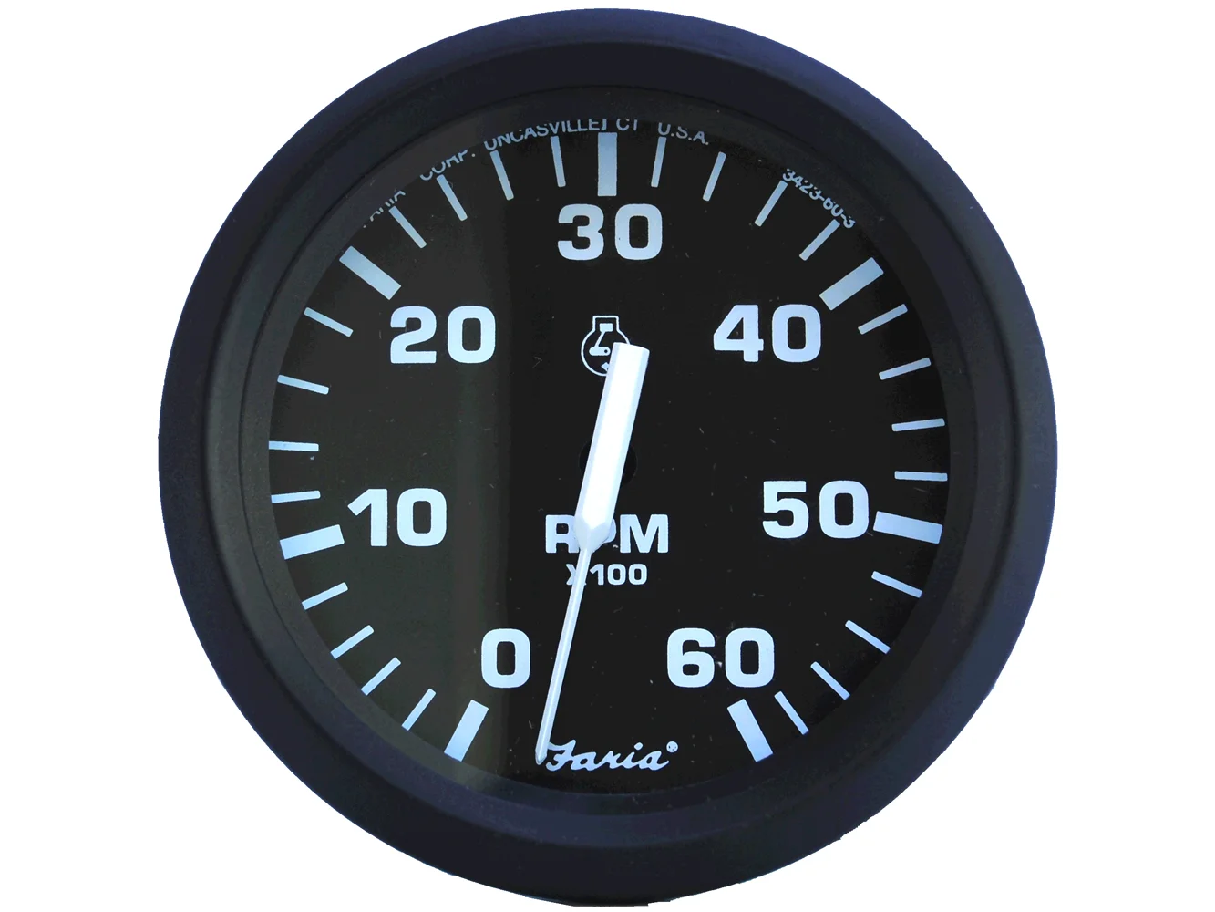Faria Euro Black 4" Tachometer - 6,000 RPM (Gas - Inboard & I/O)