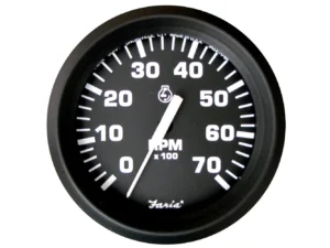 Faria Euro Black 4" Tachometer - 7,000 RPM (Gas - All Outboard)
