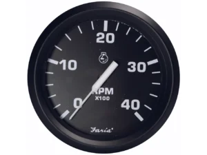 Faria Euro Black 4" Tachometer - 4000 RPM (Diesel - Magnetic Pick-Up)