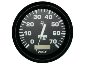 Faria Euro Black 4" Tachometer w/Hourmeter - 7,000 RPM (Gas - Outboard)