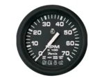 Faria Euro Black 4" Tachometer w/Systemcheck 7000 RPM (Gas) f/ Johnson / Evinrude Outboard)