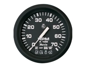 Faria Euro Black 4" Tachometer w/Systemcheck 7000 RPM (Gas) f/ Johnson / Evinrude Outboard)