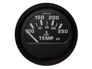 Faria Euro Black 2" Water Temperature Gauge (100-250°F)