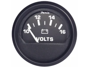 Faria Euro Black 2" Voltmeter (10-16 V)