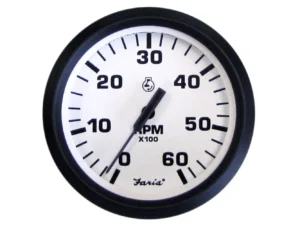 Faria Euro White 4" Tachometer - 6000 RPM (Gas) (Inboard & I/O)