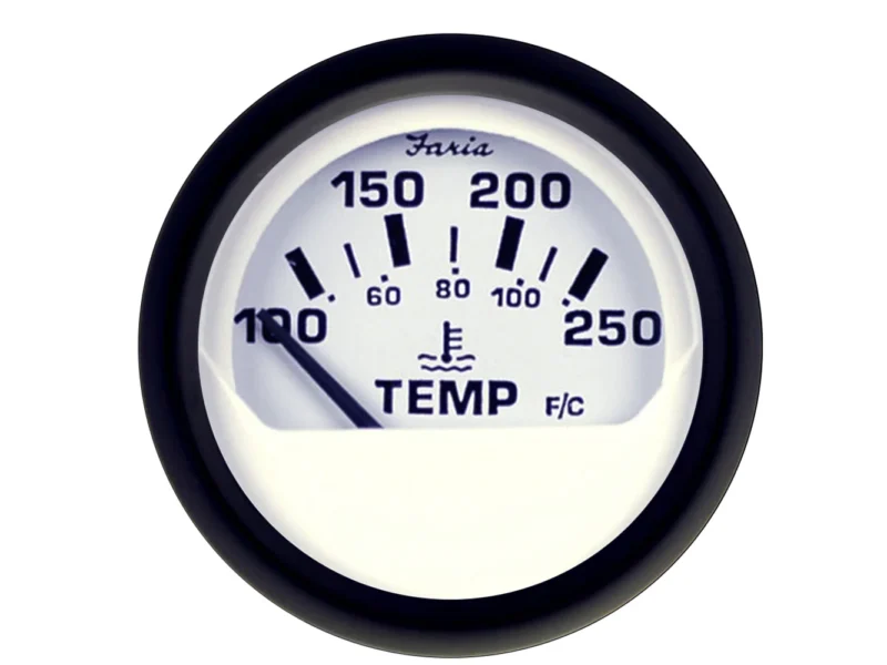 Faria Euro White 2" Water Temperature Gauge (100-250°F)