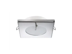 Quick Bryan CS Downlight LED -  2W, IP40, Spring Mounted w/Switch - Square Stainless Bezel, Round Warm White Light