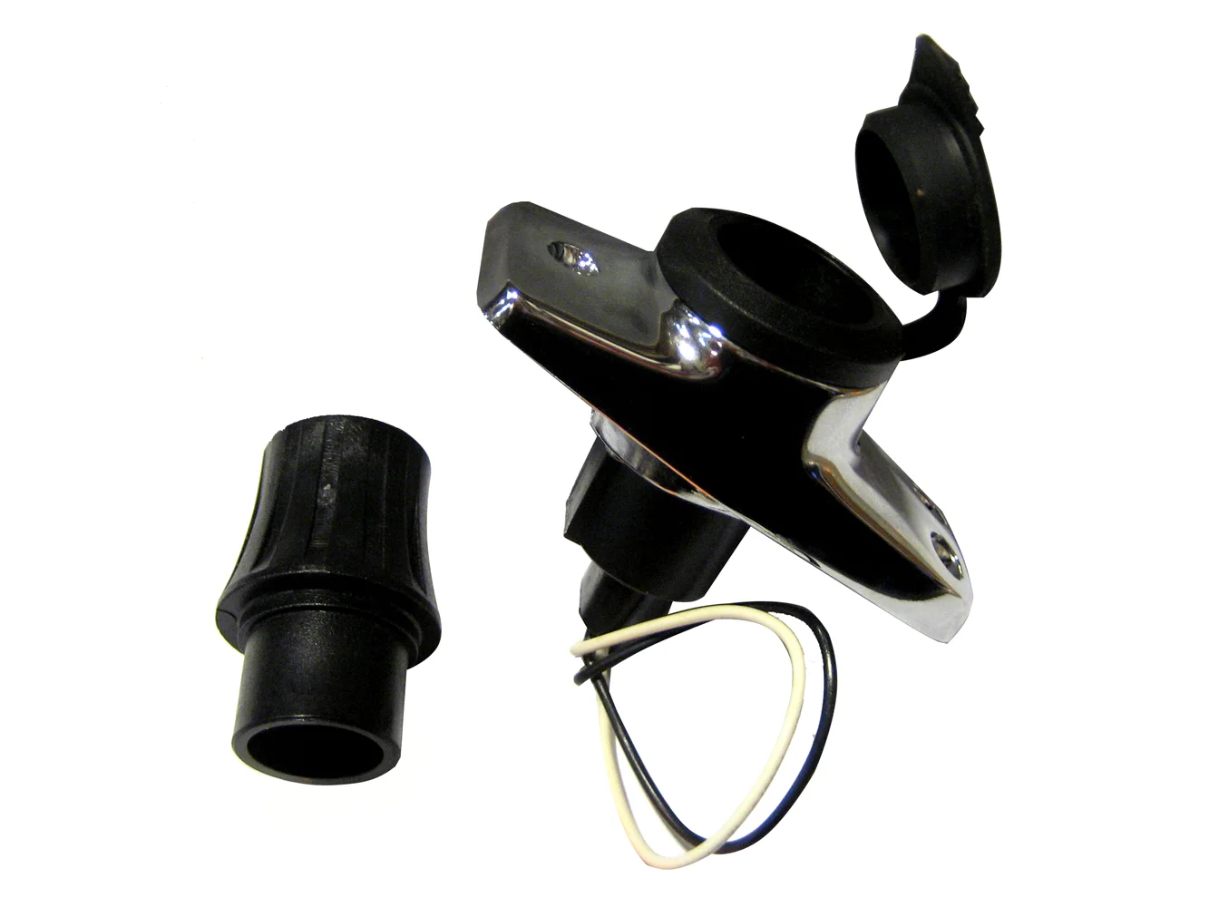 Perko Rectangular Plug-In Base f/Pole Cards - Chrome Plated Zinc/Black