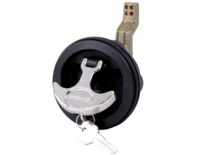Perko Surface Mount & Latch -  Black Body, Chrome Handle, Offset Cam Bar, 3/4" - 2-3/8"