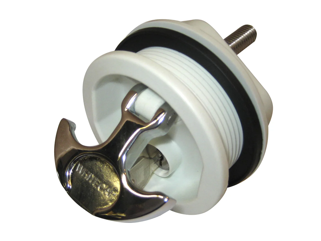 Whitecap T-Handle Latch - Chrome Plated Zamac/White Nylon - Locking - Freshwater Use Only