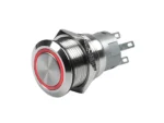Marinco Push Button Switch - 24V Latching On/Off - Red LED