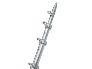 TACO 8' Center Rigger Pole - Silver w/Silver Rings & Tip - 1-1/8" Butt End Diameter