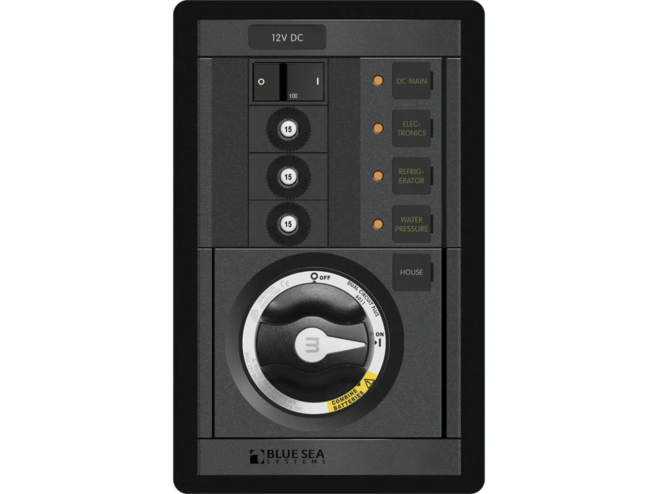 Blue Sea 1408 M-Series Dual Circuit Plus, Main + 3 Positions CLB Vertical