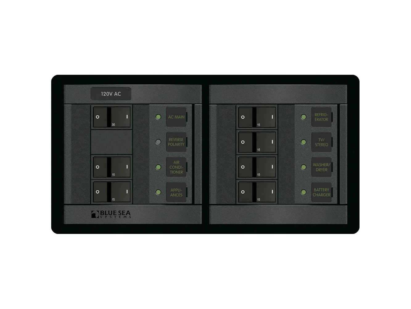 Blue Sea 1230 120V AC Main + 6 Positions - Horizontal