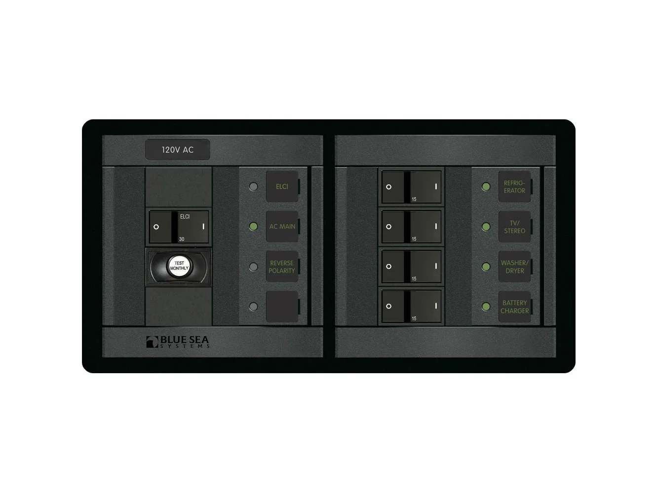 Blue Sea 1193 ELCI Main 30A Double Pole + 4 Positions Horizontal