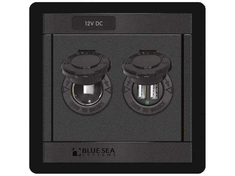 Blue Sea 1478 360 Panel - 12V DC Socket & Dual USB Charger