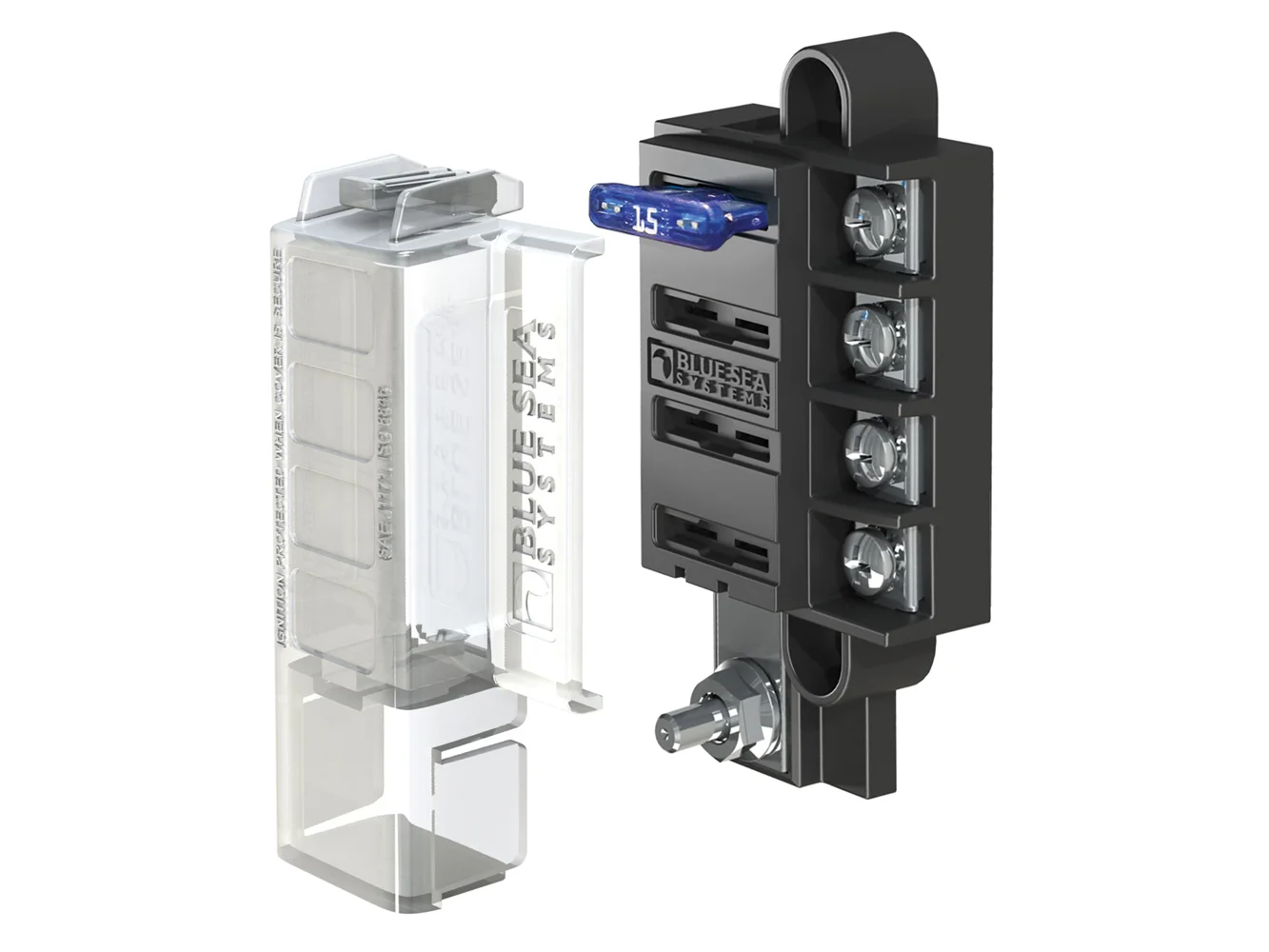 Blue Sea 5045 ST Blade Compact Fuse Blocks - 4 Circuits w/Cover