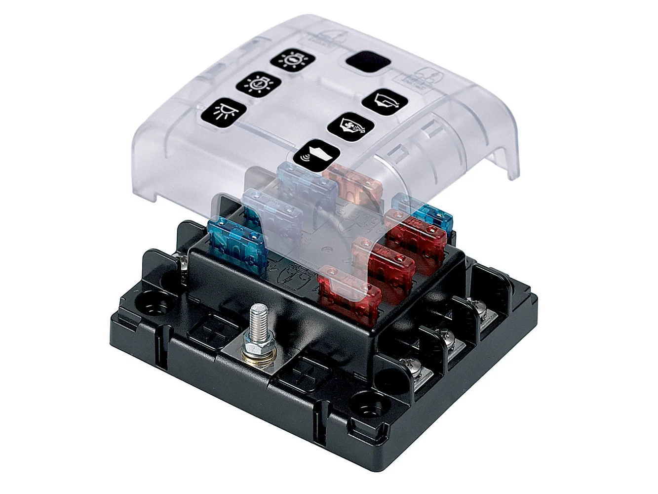 BEP ATC Six Way Fuse Holder & Screw Terminals w/Cover & Link