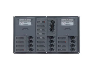 BEP AC Circuit Breaker Panel w/Analog Meters, 12SP 2DP AC230V Stainless Steel Horizonal