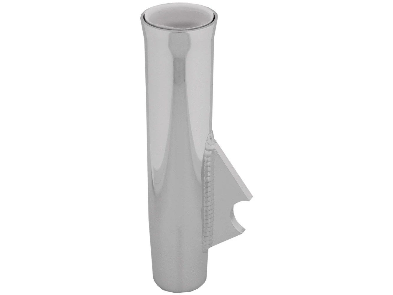 TACO Flared Weld-On Rod Holder 9-3/4"L x 1-3/4"ID - White Liner Polished Finish - 3/8" Coped Blade