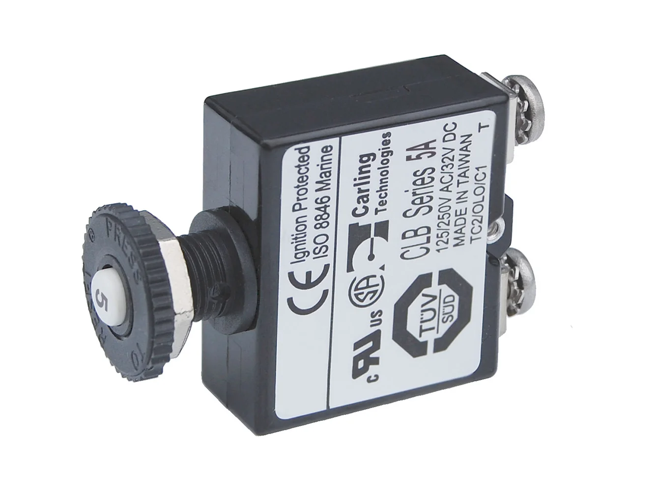 Blue Sea Push Button Reset Only Screw Terminal Circuit Breaker - 5 Amps