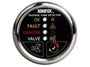 Fireboy-Xintex Propane Fume Detector w/Plastic Sensor & Solenoid Valve - Chrome Bezel Display