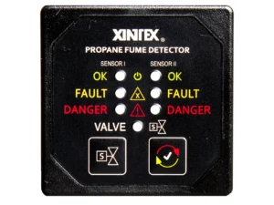 Fireboy-Xintex Propane Fume Detector & Alarm w/2 Plastic Sensors & Solenoid Valve - Square Black Bezel Display