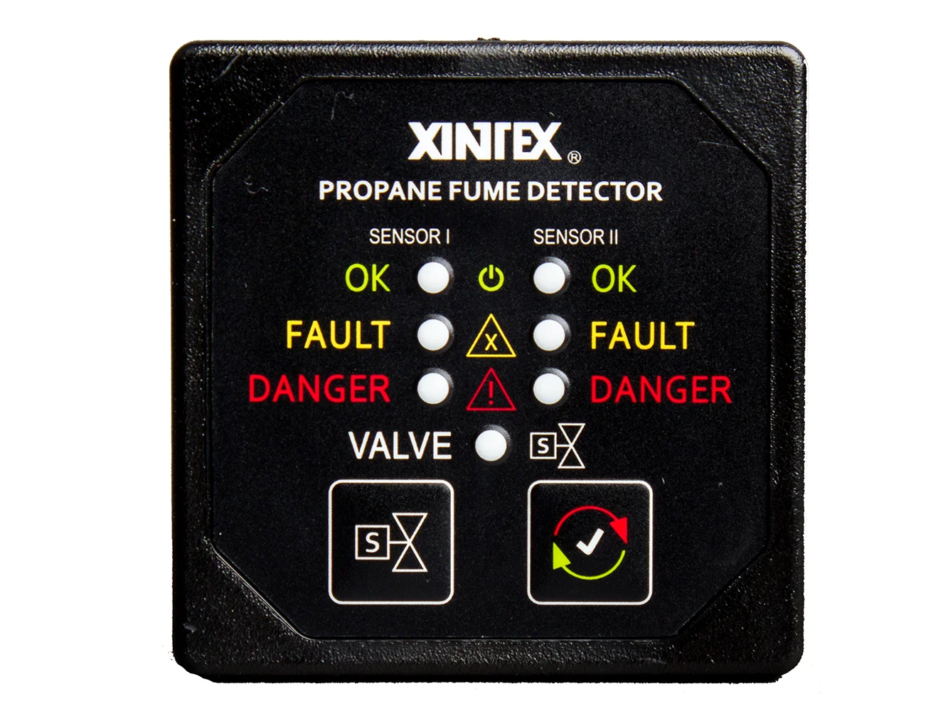 Fireboy-Xintex Propane Fume Detector w/2 Plastic Sensors - No Solenoid Valve - Square Black Bezel Display