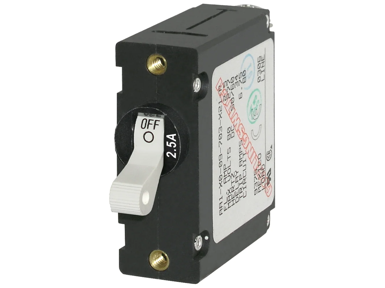 Blue Sea 7197 A-Series White Toggle Circuit Breaker - Single Pole 2.5A