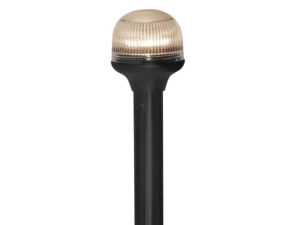 Attwood All-Around Fold-Down Incandescent Anti-Glare Lens Light - 12" Black Plastic Pole - 12V - Horizontal Comp Base
