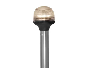 Attwood All-Around Fold-Down Incandescent Anti-Glare Lens Light - 20" Aluminum Pole - 12V - Horizontal Composite Base