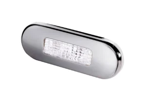 Hella Marine Surface Mount Oblong LED Courtesy Lamp - White LED - Stainless Steel Bezel