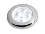 Hella Marine Slim Line LED 'Enhanced Brightness' Round Courtesy Lamp - White LED - Stainless Steel Bezel - 12V