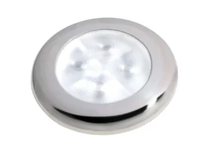 Hella Marine Slim Line LED 'Enhanced Brightness' Round Courtesy Lamp - White LED - Stainless Steel Bezel - 12V