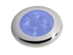 Hella Marine Slim Line LED 'Enhanced Brightness' Round Courtesy Lamp - Blue LED - Stainless Steel Bezel - 12V