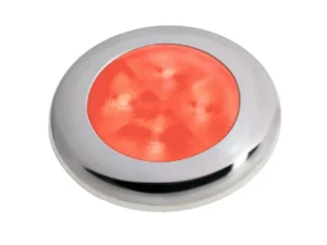 Hella Marine Slim Line LED 'Enhanced Brightness' Round Courtesy Lamp - Red LED - Stainless Steel Bezel - 12V