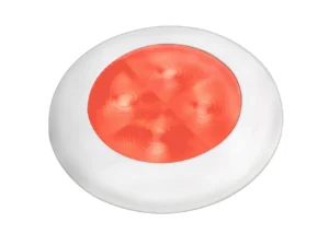 Hella Marine Slim Line LED 'Enhanced Brightness' Round Courtesy Lamp - Red LED - White Plastic Bezel - 12V