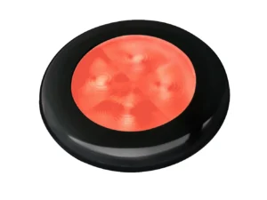 Hella Marine Slim Line LED 'Enhanced Brightness' Round Courtesy Lamp - Red LED - Black Plastic Bezel - 12V