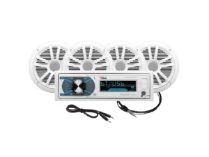 Boss Audio MCK632WB.64 Marine Stereo & 2 Pairs of 6.5" Speaker Kit - White