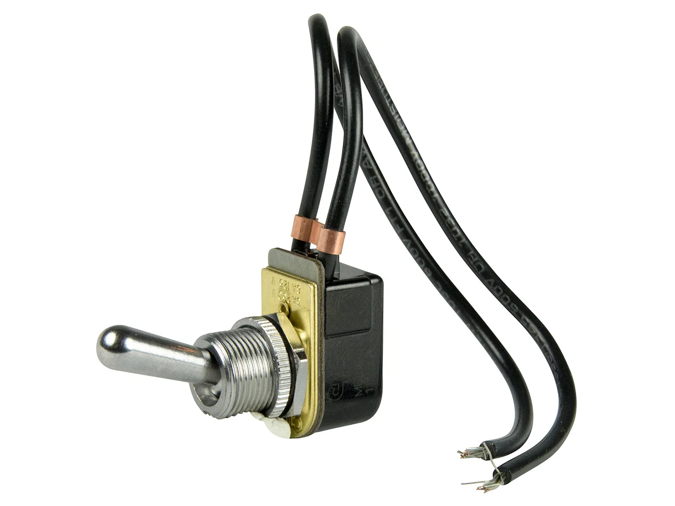 BEP SPST Chrome Plated Toggle Switch Wire Leads - ON/OFF