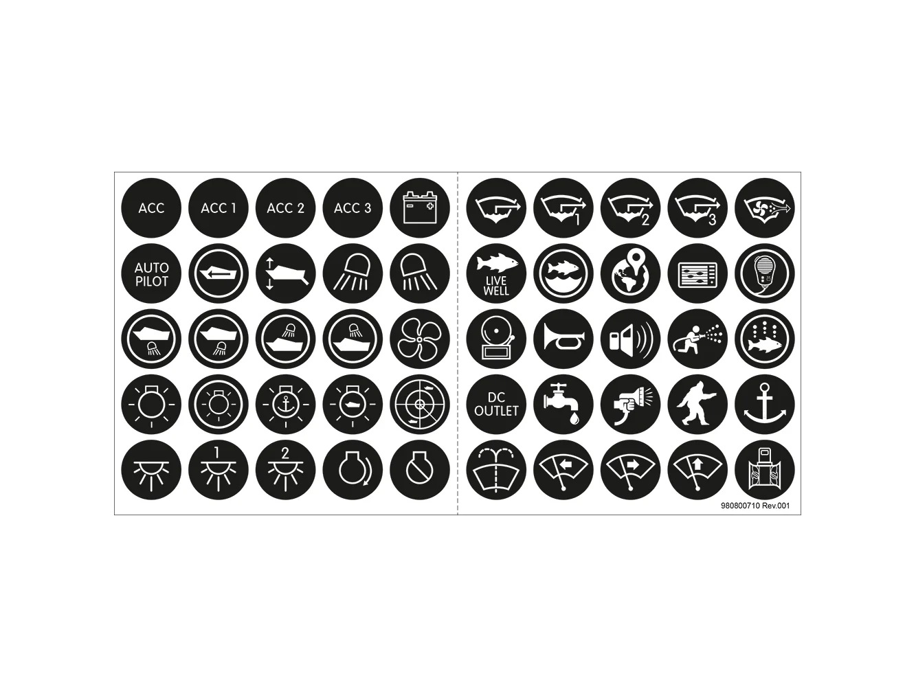 Blue Sea 4230 Push Button Switch Label Kit