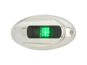 Attwood LightArmor Vertical Surface Mount Navigation Light - Oval - Starboard (green) - Stainless Steel - 2NM