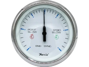 Faria 4" Chesapeake SS White Engine Synchronizer - Dual Gas & Var Ratio Alt Diesel