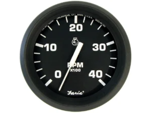 Faria 4" Tachometer Euro Style Black w/White Letters 4000RPM Diesel Mechanical Take Off & Variable Ratio Alt.