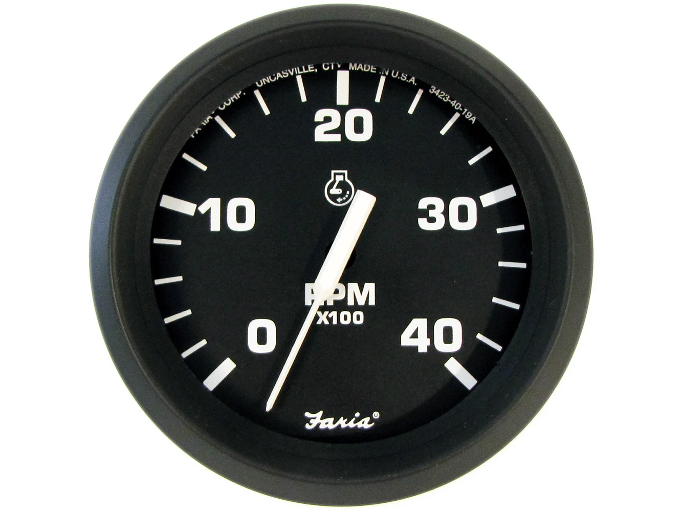 Faria 4" Tachometer Euro Style Black w/White Letters 4000RPM Diesel Mechanical Take Off & Variable Ratio Alt.