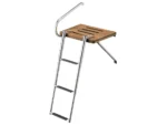 Whitecap Teak Swim Platform w/3-Step Telescoping Ladder f/Boats w/Outboard Motors