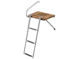 Whitecap Teak Swim Platform w/3-Step Telescoping Ladder f/Boats w/Outboard Motors