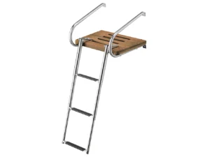 Whitecap Teak Swim Platform w/3-Step Telescoping Ladder f/Boats w/Inboard/Outboard Motors